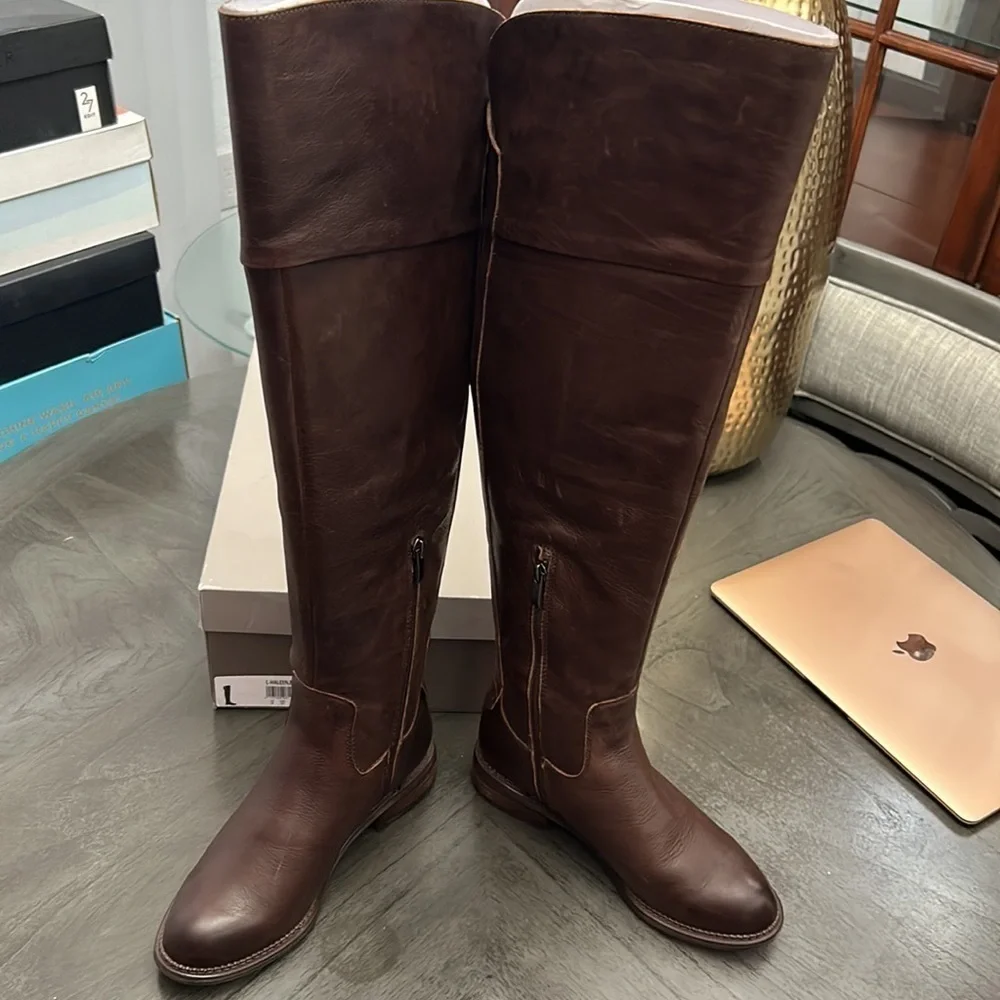 Franco Sarto Leather Over the Knee Boots Haleen (WIDE)